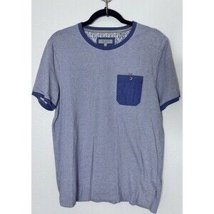 Ted Baker T Shirt Mens Blue  T-Shirt Cotton Knit Crew Neck  Size 4